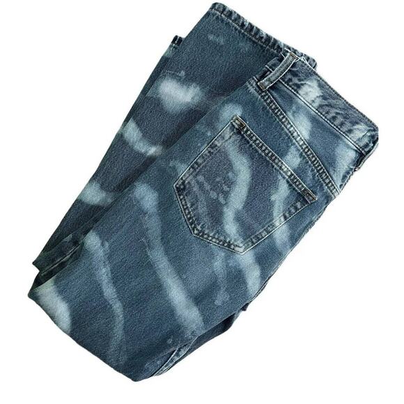 We the Free People Bleached Jeans Distressed Blue 24 Button Fly Mid-rise Y2K - Picture 5 of 7